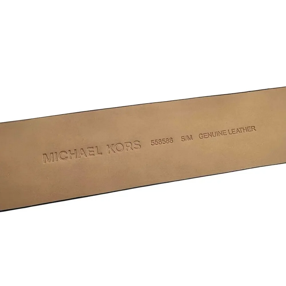 Michael Kors | Women | Black Wide Embossed Genuine Leather Belt | Small-Medium
